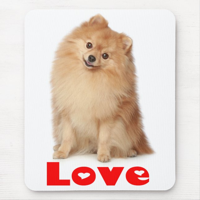 Tapis De Souris Amour Poméranien Pom Pom Puppy Dog Mousepad (Devant)