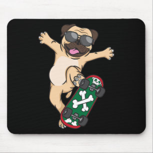 Tapis De Souris Amoureux de chien de type Pug Planche à roulettes 