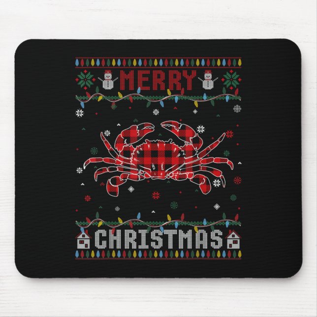Tapis De Souris Amoureux de crabe de Noël moche Noël Amateurs d'éc (Devant)