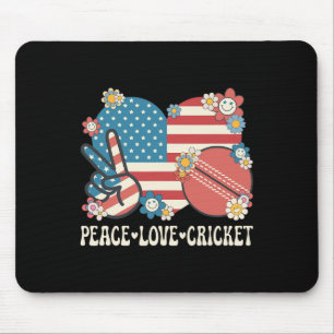 Tapis De Souris Amoureux de cricket Paix Amour Drapeau américain P