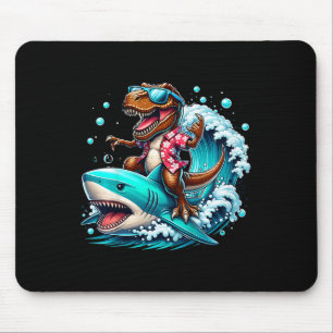 Tapis De Souris Amoureux de la plage T-rex Dinosaure chevauchant u