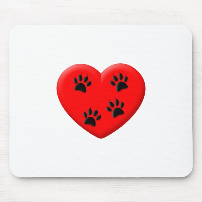 Tapis De Souris Amoureux des chats Red Heart Et Paws (Devant)