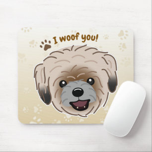 Tapis De Souris Amoureux Heureux de Shih Tzu Je Vous Aime Pattes