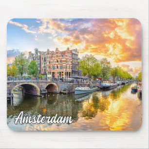 Tapis De Souris Amsterdam, Pays-Bas, Au coucher du soleil