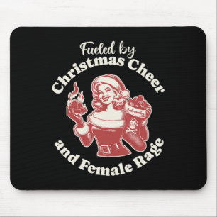 Tapis De Souris Amusant Alimenté Par Fête De Noël Et Female Rage P