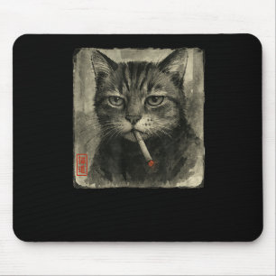 Tapis De Souris Amusant Chat triste Fumer Cigarette Mème Lover Sum