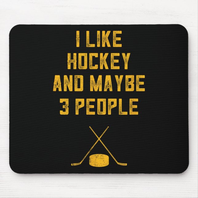 Tapis De Souris Amusant Hockey Pour Les Hommes J'Aime Hockey Et Pe (Devant)