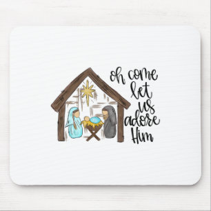 Tapis De Souris Amusant Noël chrétien Jésus Oh venez adorons
