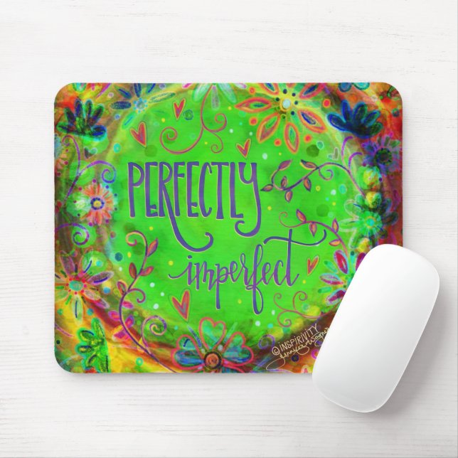 Tapis De Souris Amusant Parfaitement Imparfait Citation Inspirivit (Avec souris)