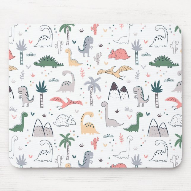 Tapis De Souris Amusant Pastel Dinosaur Motif de scène (Devant)