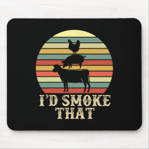 Tapis De Souris Amusant Retro Bbq Party Fumeur Chef Papa Cadeau J’