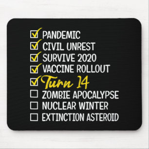 Tapis De Souris Amusants 14e anniversaire Cadeau 14 ans Vieux Quar