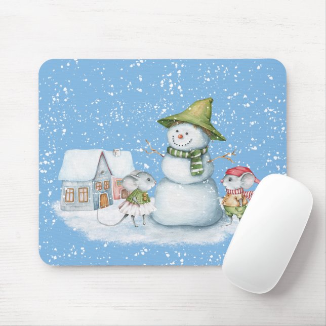 Tapis De Souris Amusants Joyeux Noël Fête de neige (Avec souris)