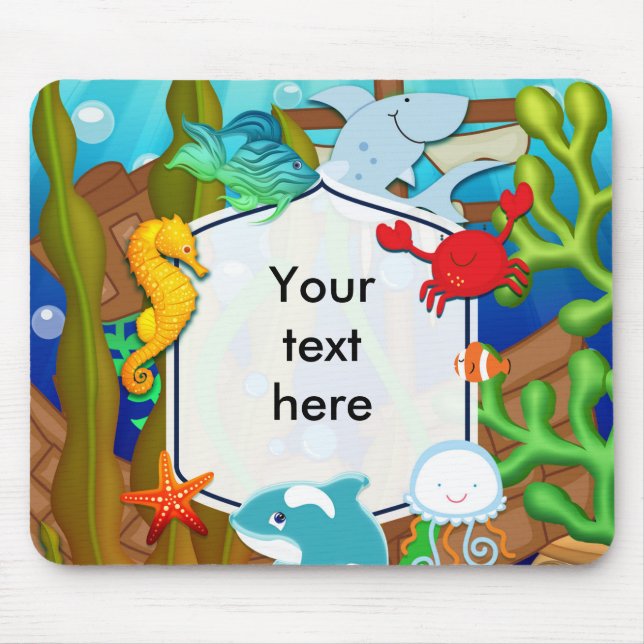Tapis De Souris Amusement sous la mer Poisson Enfants Ordinateur (Devant)