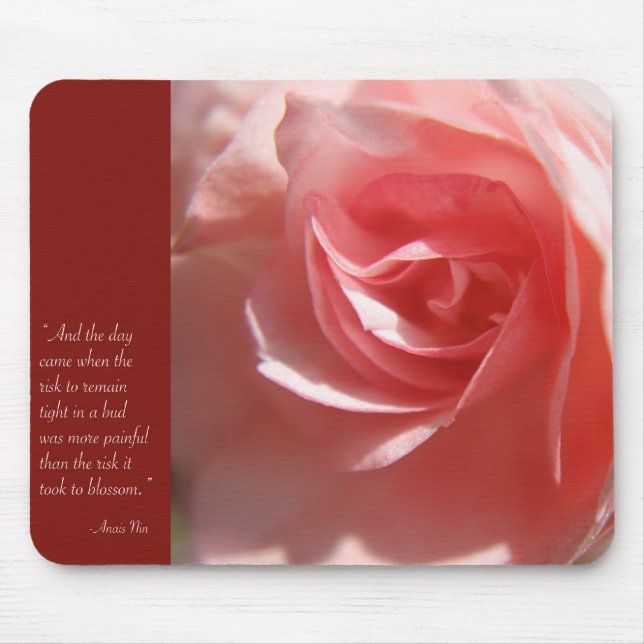Tapis De Souris Anais Nin Citation Mousepad en rose (Devant)