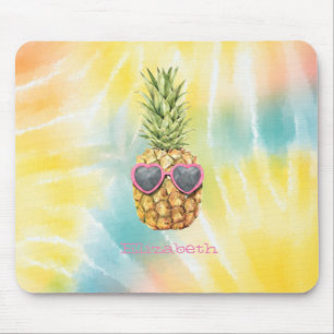 Tapis De Souris Ananas cool, aquarelle Rainbow Tie Dye