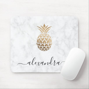 Tapis De Souris Ananas en marbre blanc en cuivre moderne et élég
