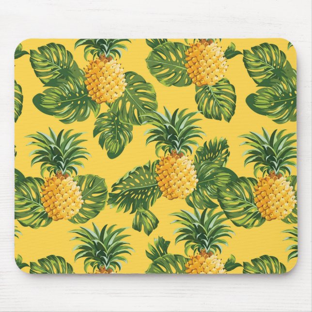 Tapis De Souris Ananas et feuille tropical sur l'or (Devant)
