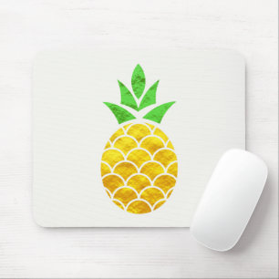 Tapis De Souris Ananas Géométrique En Or Foil D'Été Personnalisé.