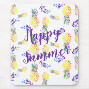 TAPIS DE SOURIS ANANAS JAUNE ET PURPLE HEUREUX ÉTÉ