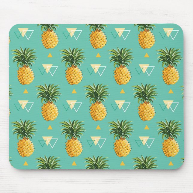 Tapis De Souris Ananas lumineux sur le motif géométrique (Devant)