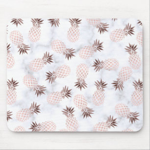 Tapis De Souris ananas rose d'or de marbre blanc moderne élégant
