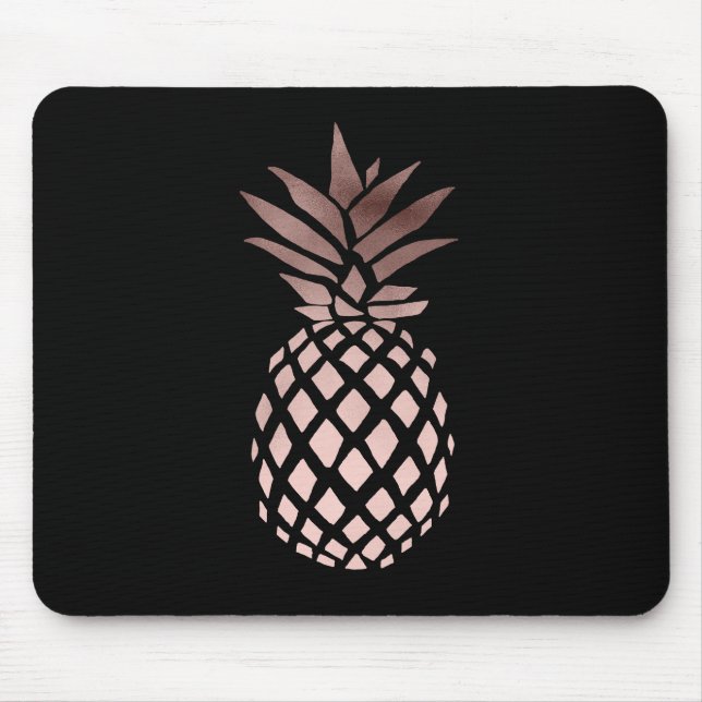 Tapis De Souris ananas tropical d'or rose clair élégant de faux (Devant)