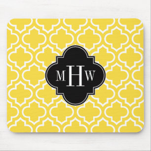 Tapis De Souris Ananas Wht Marocain #6 Noir 3 Monogramme initial
