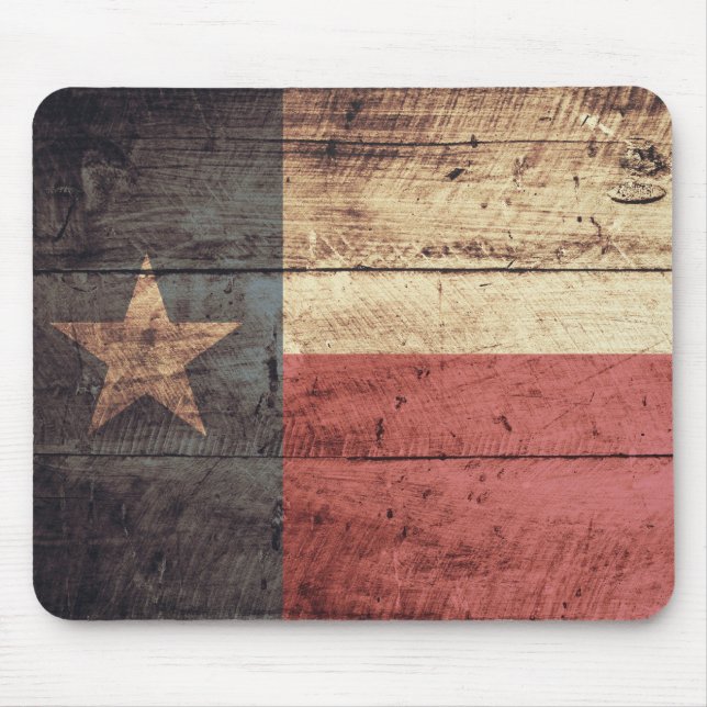 Tapis De Souris Ancien drapeau en bois du Texas ; (Devant)
