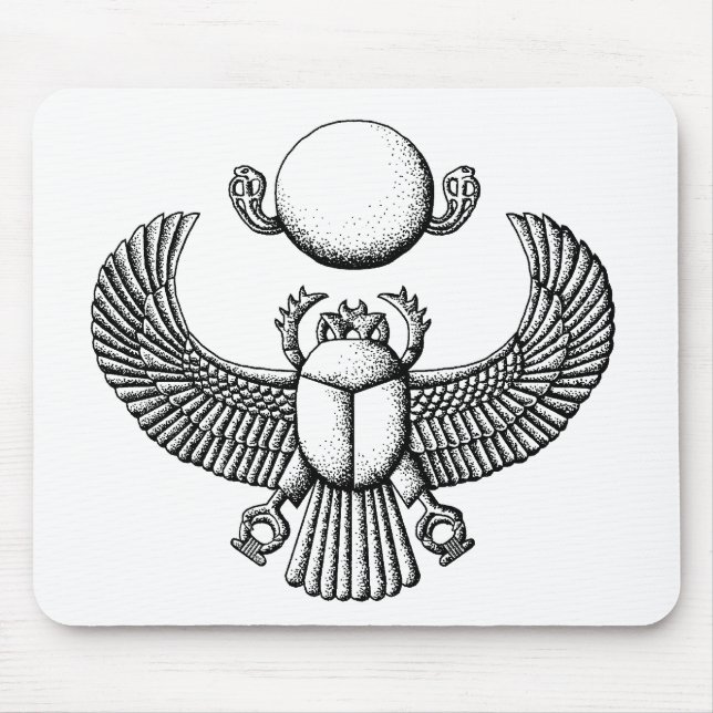Tapis De Souris Ancien Scarab égyptien noir et blanc (Devant)