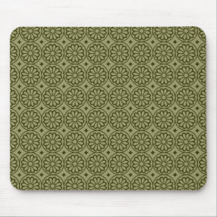 Tapis De Souris Ancient Egyptian Flowers - Khaki and Murky Green