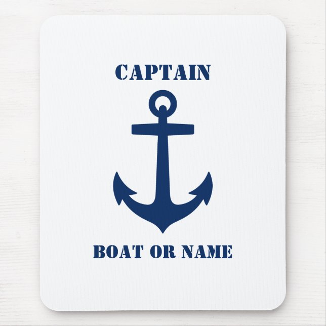 Tapis De Souris Ancre classique nautique Capitaine Bateau ou nom M (Devant)
