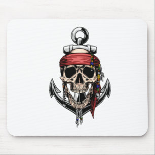 Tapis De Souris Ancre des os croisés du crâne de pirate