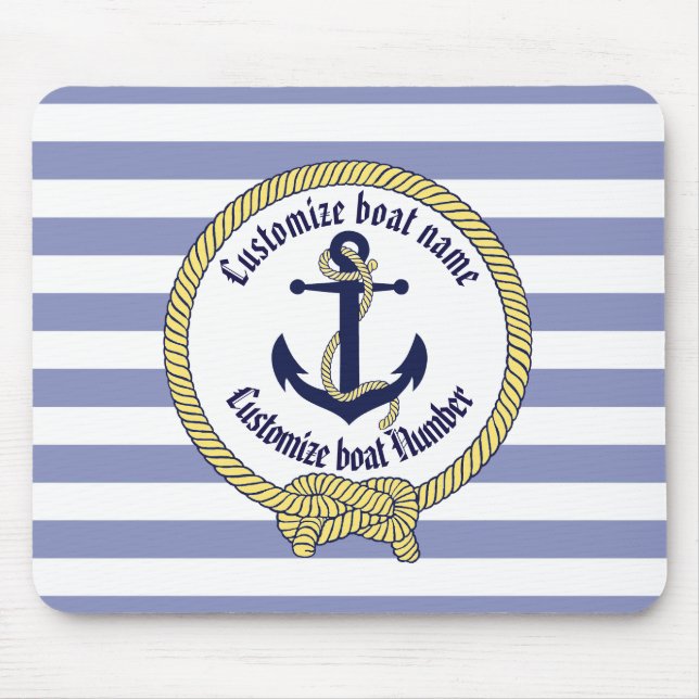 Tapis De Souris Ancre marine/nom de Personnaliser/noeud du marin,  (Devant)