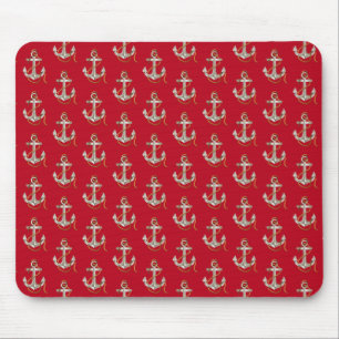 Tapis De Souris ancre nautique argentée avec corde
