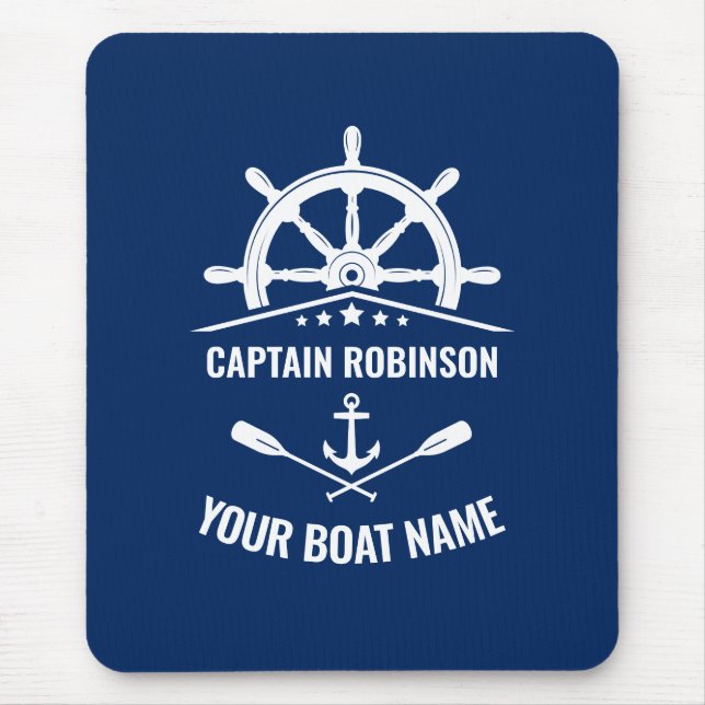 Tapis De Souris Ancre nautique Oars Helm Capitaine et nom de batea (Devant)