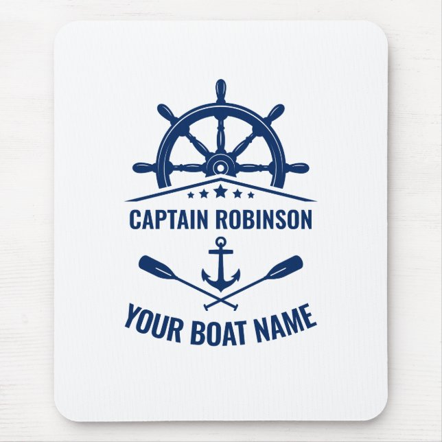 Tapis De Souris Ancre nautique Oars Helm Capitaine et nom du batea (Devant)