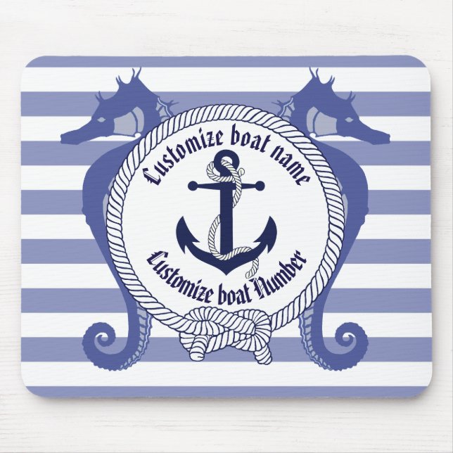 Tapis De Souris Ancre nautique/Seahorse/noeud/nom de Personnaliser (Devant)
