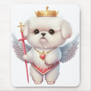 Tapis De Souris Angel Maltese Chiot, Maltes amoureux de les chiens