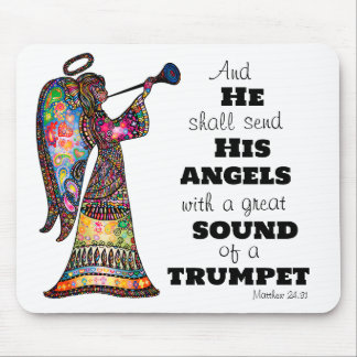 Tapis De Souris Angel Sons Trompette Bible Verse Couleurs Vibrante