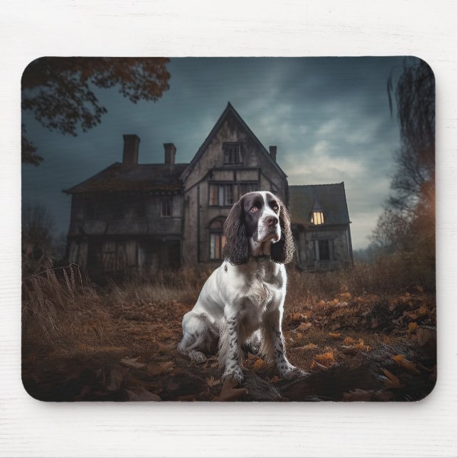 Tapis De Souris Anglais Springer espagnol Halloween effroi (Devant)
