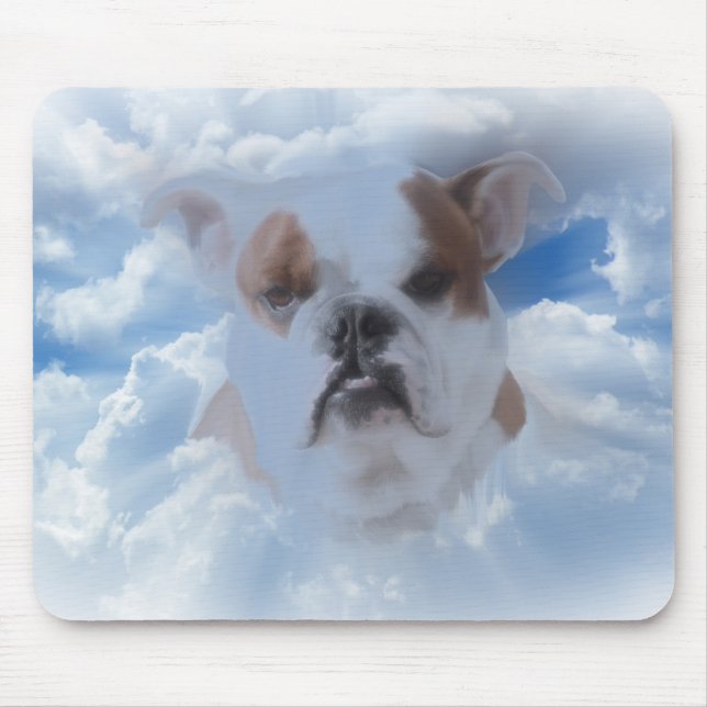 Tapis De Souris Animal de compagnie Bulldog aux nuages paradisiaqu (Devant)