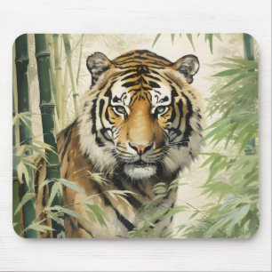 Tapis De Souris Animal Nature Tiger Bambou