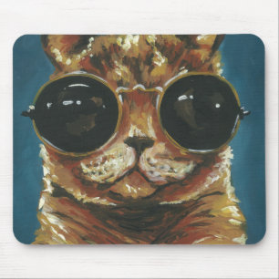 Tapis De Souris Animal pimpant   Kitty dans des lunettes de soleil