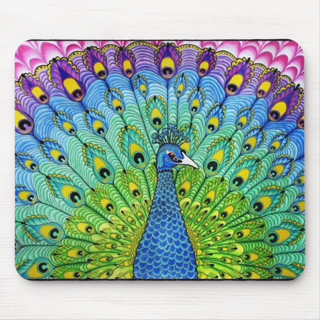Tapis De Souris Animation d'oiseau de paon (Devant)