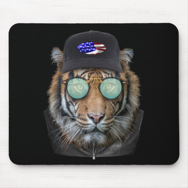 Tapis De Souris Animaux amusants habillés Funny Bengal Tiger (Devant)
