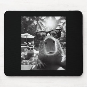 Tapis De Souris Animaux Amusants Piscine Capybara Selfie Avec Ca