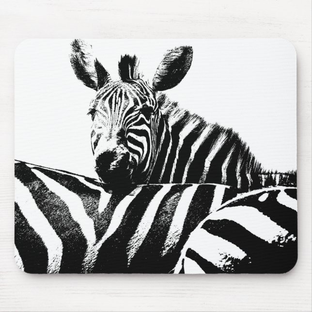 Tapis De Souris Animaux Black White Pop Art Zebras Modèle tendance (Devant)