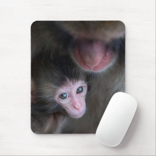 Tapis De Souris Animaux de bébés cutest   Bébé Macaque singe et mè