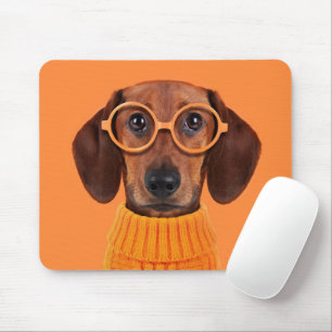 Tapis De Souris Animaux de bébés cutest   Chandail orange Dachshun